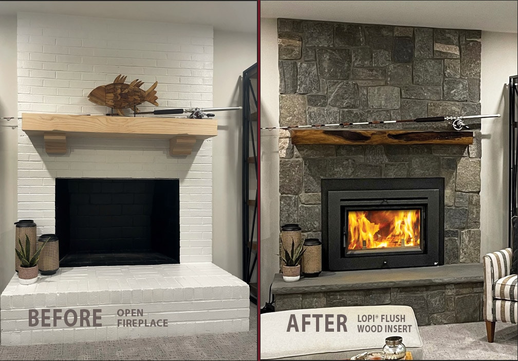 Learn More Open Fireplace Add An Insert Made In USA Lopi Stoves 